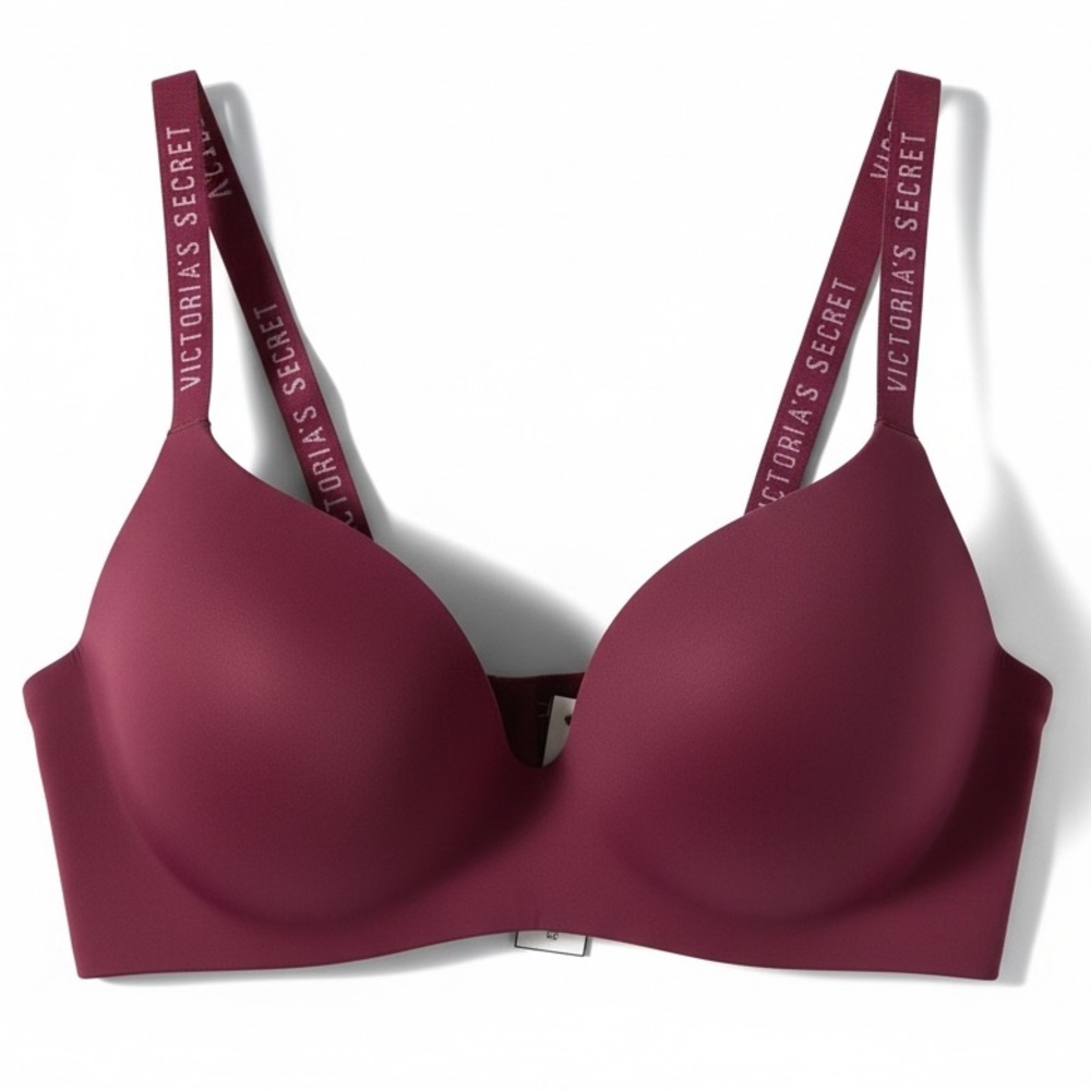 Victoria’s Secret Logo Strap Wireless T-Shirt Bra - Burgundy 34D